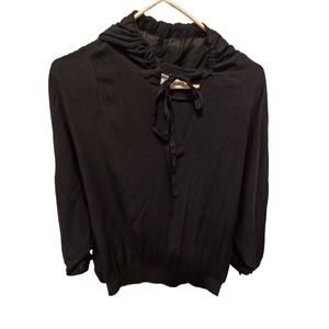 Mustard seeds black hooded blouse size small